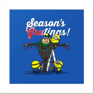 Funny Christmas Tree Season's Greetings Cute Cartoon Posters and Art